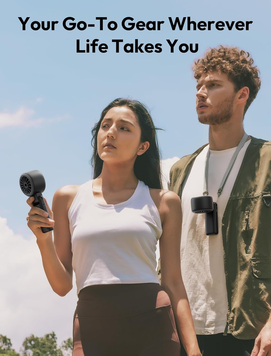 Aecooly 3 in 1 Portable Fan, Turbo Handheld Fan, USB Rechargeable Mini Personal [22H Max Cooling Time], Battery Powered Small Foldable Pocket for Travel Essentials, Gifts for Women, Girls - Black image number 2