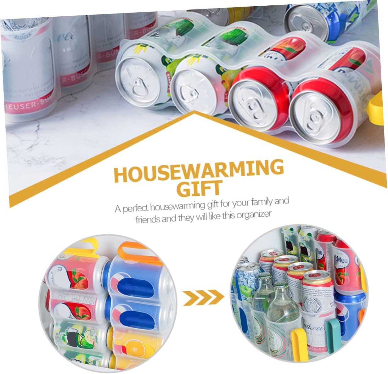 Beverage Can Organizer for Refrigerator 3-Pack Clear Plastic Can Holders Space-Saving Drink Storage Rack for Kitchen Bar Pantry