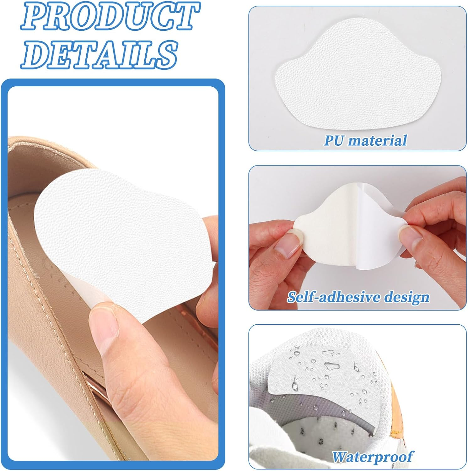 16 Pairs Shoe Heel Repair, Self-Adhesive Shoe Patches for Holes, Leather Shoe Repair Kit Heel Protectors for Sneakers Leather Shoes High Heels, 2 Sizes image number 1