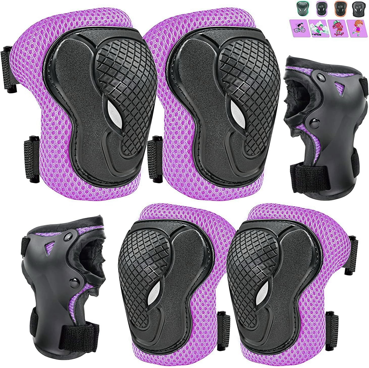 PHZ. Kids Knee Pads Elbow Pads Wrist Guards 6 in 1 Protective Gear Set for Inline Roller Skating Skateboarding Scooter BMX Etc. image number 4