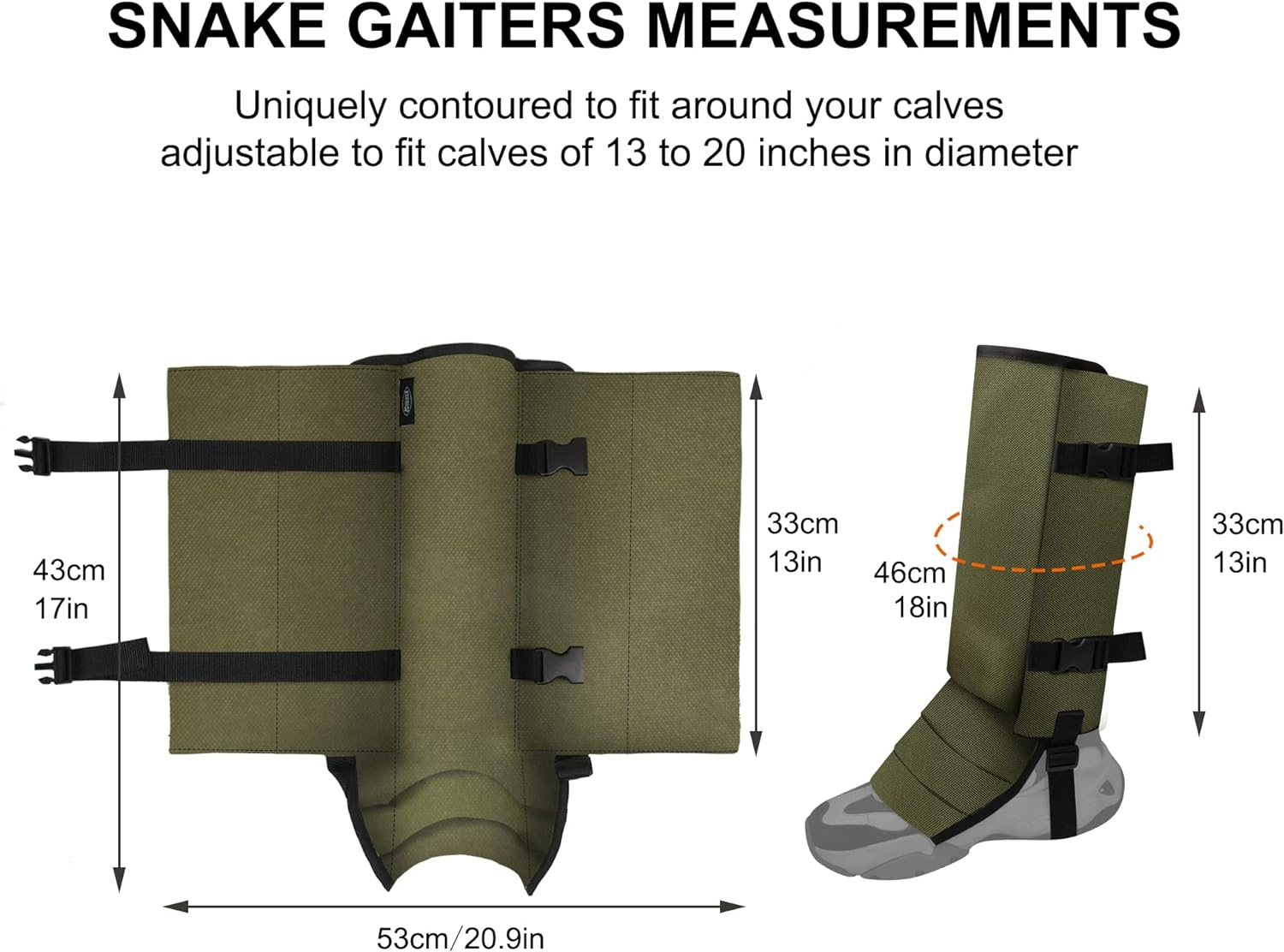 MDSTOP Snake Gaiters Leg Guards, Waterproof Snake Guards, Adjustable Snake Bite Protection for Lower Legs, Snake Chaps for Men & Women, Snake Proof Gaiters for Hunting, Hiking and Farm Working image number 5