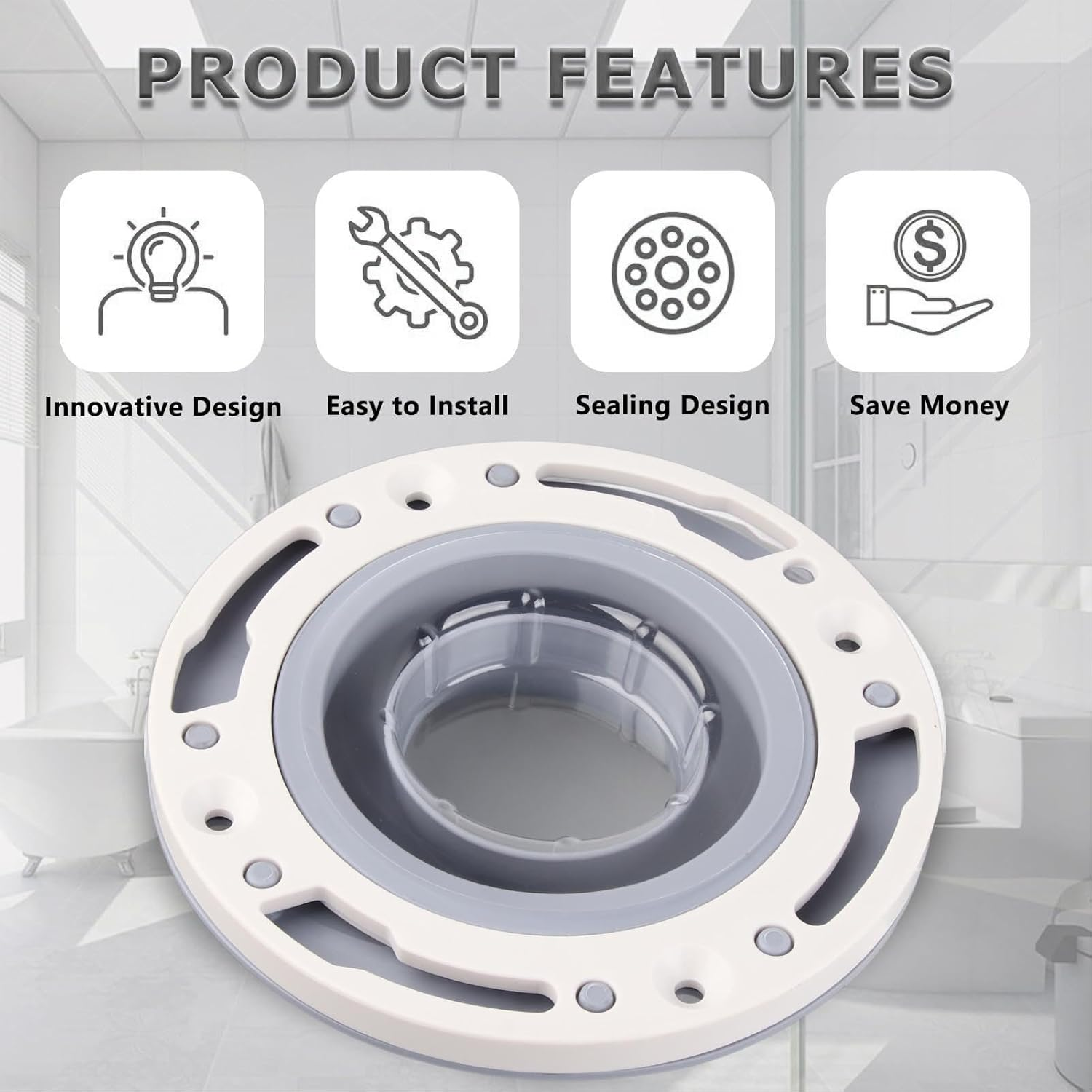 Toilet Flange Repair Kit, Universal Gray Toilet Flange for Home image number 3