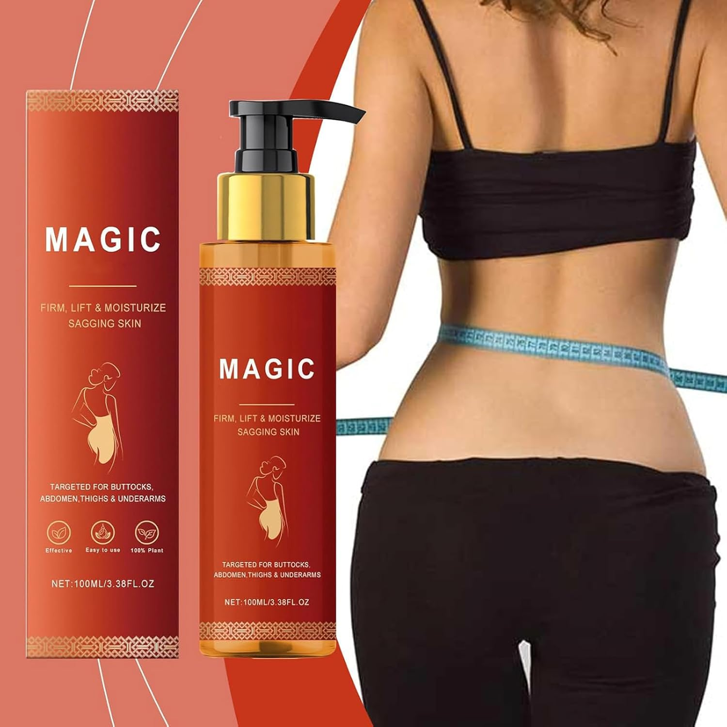 Magic Body Firming Oil &ndash; Body Oil Alternative for Full Body Use, Hydrating and Firming Skin Oil for Arms, Chest, and Thighs, Magic Body Oil with Vitamin E, Rosehip, and Almond Oils (2Pcs)
