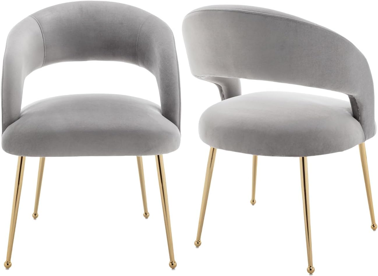 SEYNAR Dining Modern Chairs, Velvet Upholstered Accent Chairs with Gold Legs,Tufted Dining Room Chair Set of 2 for Living Room Reception Room Bedroom Study Room(Green)