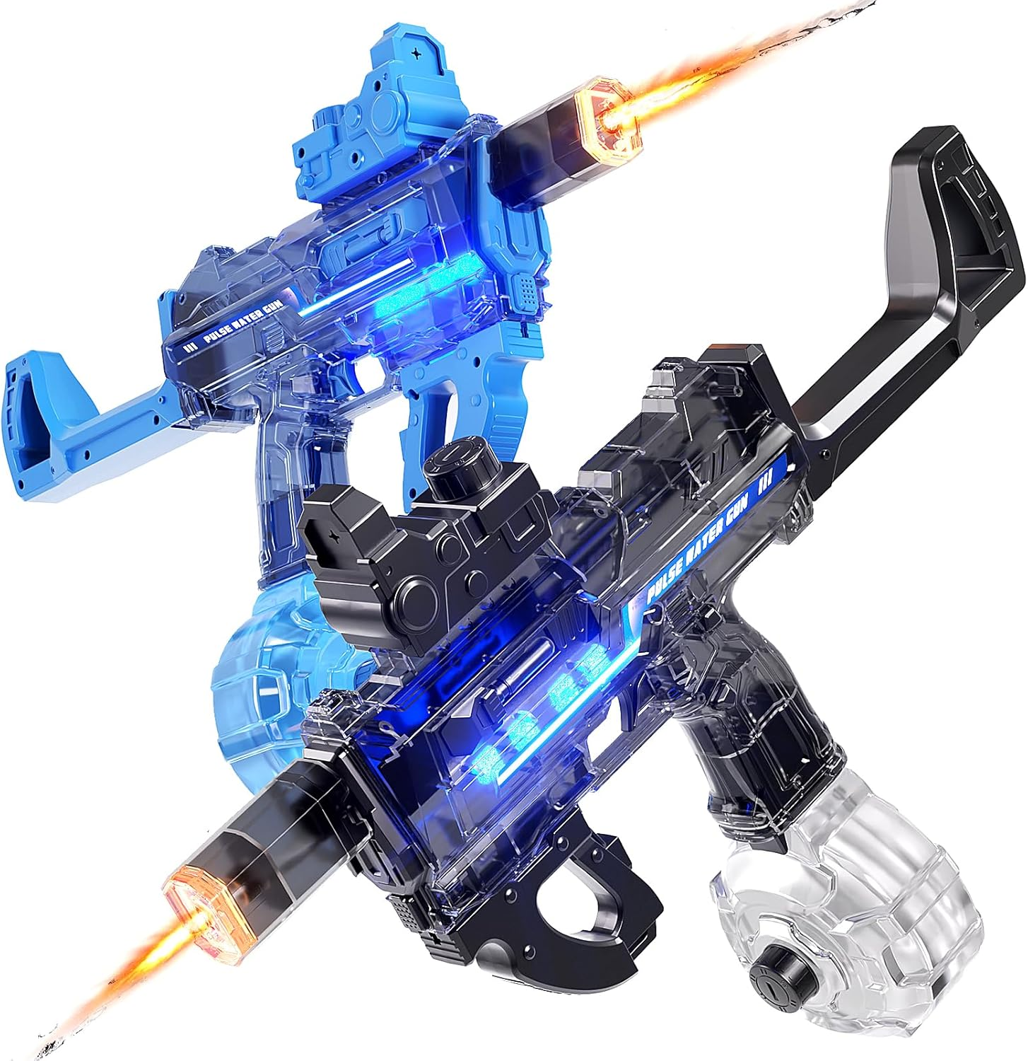 2 Pack Uregoio Electric Blaster Water Guns for Adults & Kids, Automatic Squirt Guns with 32-44 FT Long Range, Big Water Guns with LED Light, Summer Outdoor Beach Swimming Party Pool Toy