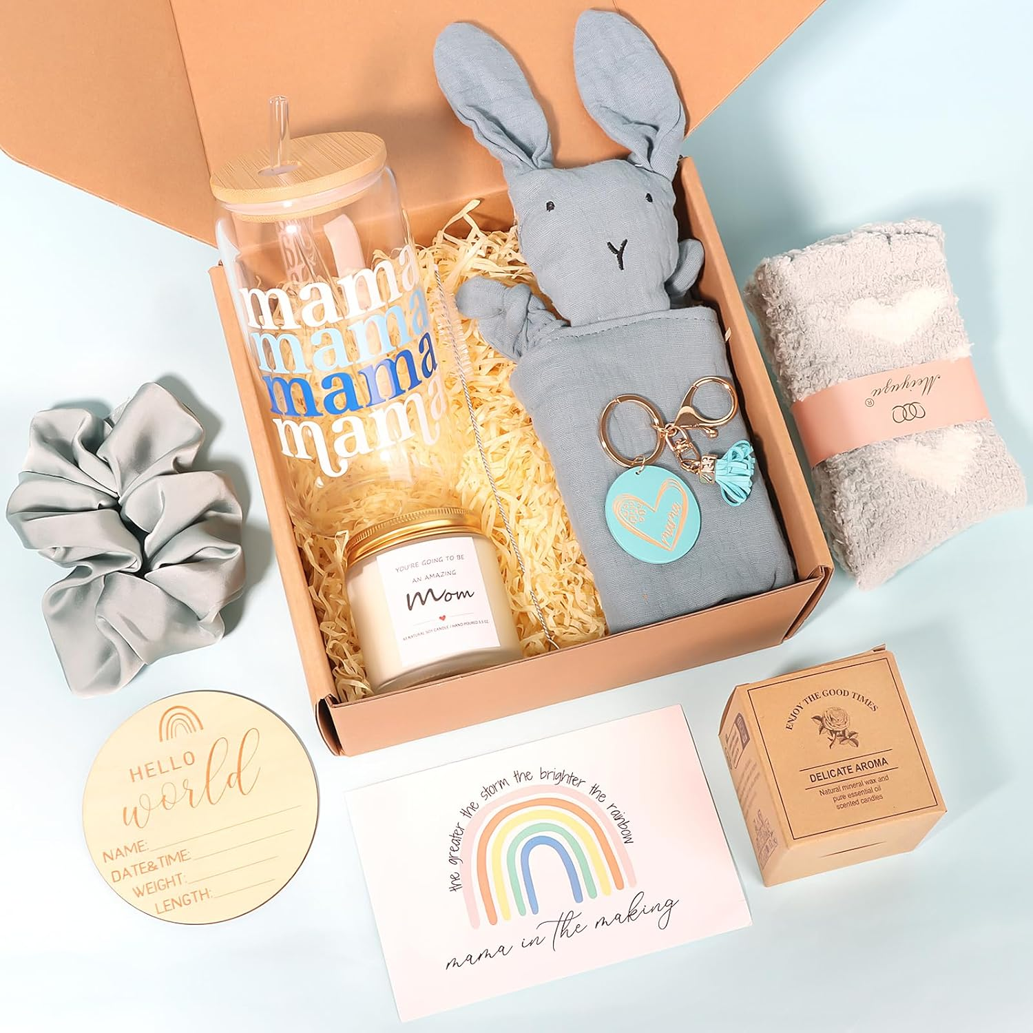 New Mom Gifts Box, Pregnancy Gifts for Expecting Mom, Basket for Girls Boys, Postpartum Gifts for First Time Moms, Cool Gifts for New Mom after Birth, New Mom Care Package after Baby image number 6