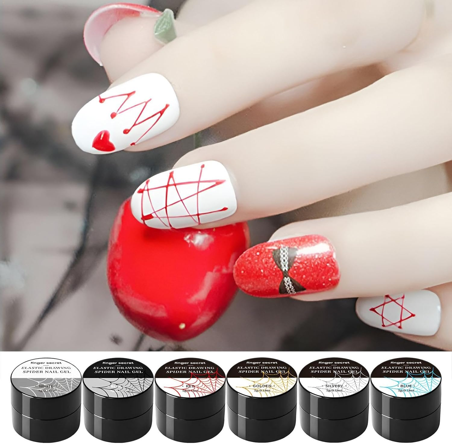 6 Colors Spider Gel, Spider Gel for Nails, Painting Elastic Drawing Spider Gel For, Soak off UV LED Gel Polish, Nail Designs Gel Paint Wire Drawing Gel Polish for Lines image number 6
