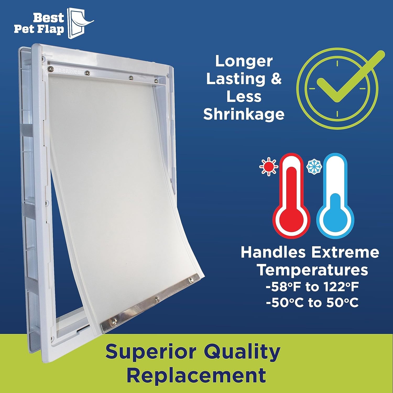 Best Pet Flap Xldog Door Compatible with Ideal Products Designer Series DSPRFXL RFXLN - Measures 10.5'' X 15'' Longer Lasting, Most Energy Efficient, Less Shrinkage, BPA Free (BPFXLN), Clear Frosted