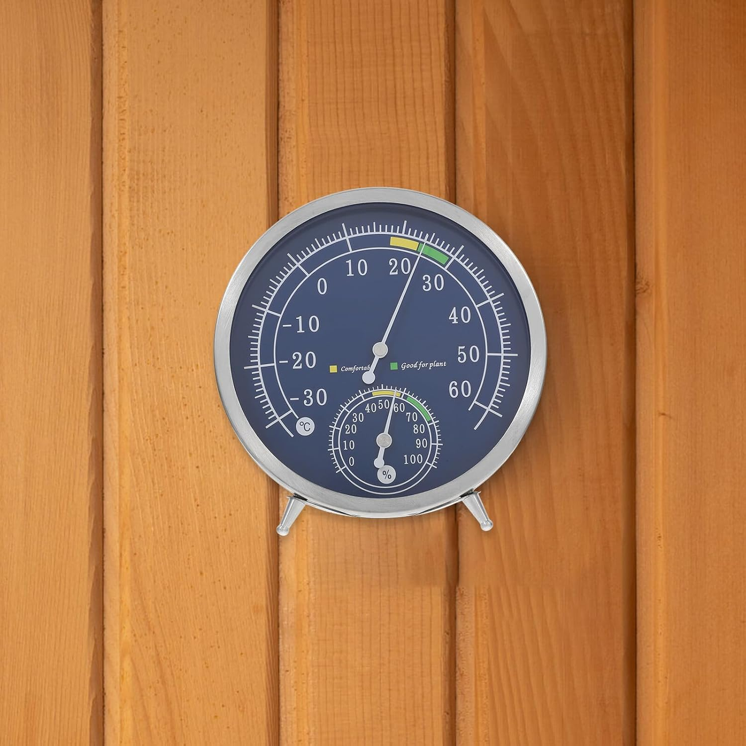 Stainless Steel Sauna Thermometer High Precision Indoor Outdoor Hygrometer for Home Office Bedroom Greenhouse Garden Temperature Humidity Gauge image number 2