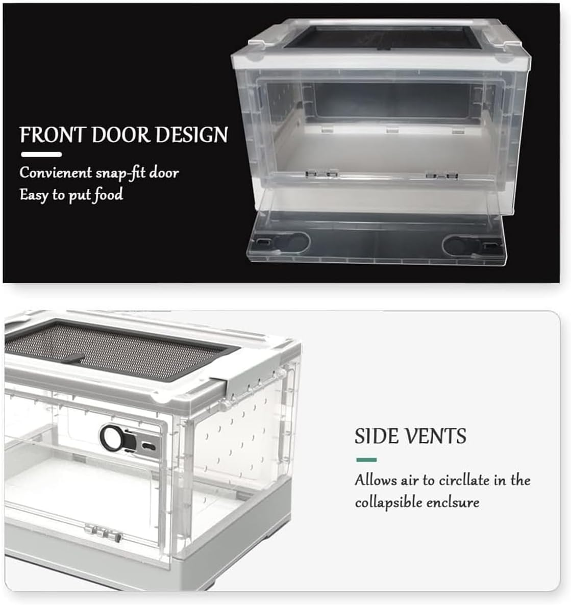 AIMALL Foldable Small Pet Cage 15.55X11.61X9.44In Plastic Viewing Villa with Front Door Mesh Top Pulley Base for Hamster Chick Duck Mouse Chicken Feeding Enclosure image number 6