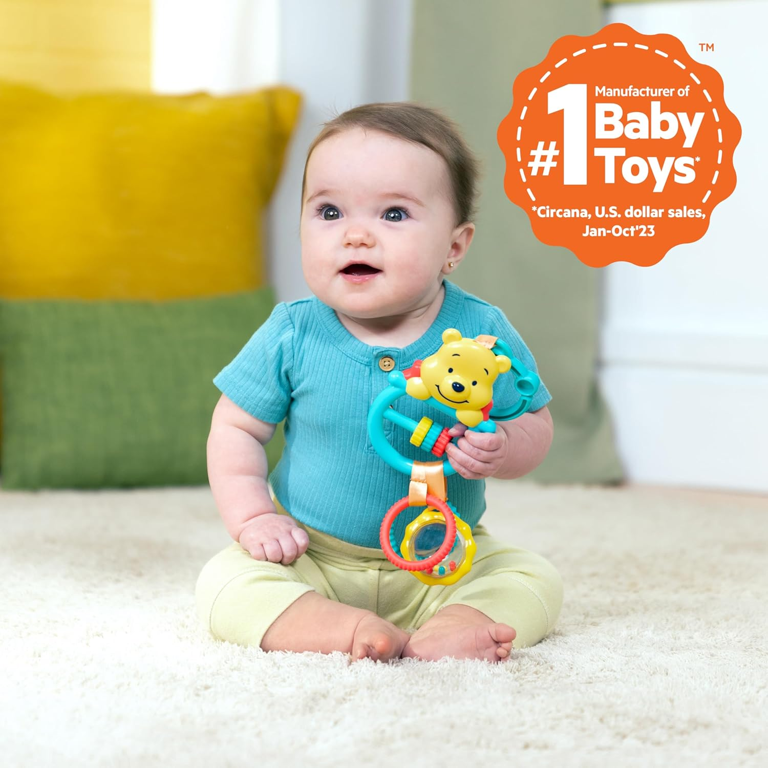 Disney Baby Winnie the Pooh Busy Bear Activity Toy by Bright Starts, Unisex Stroller Toy, Newborns & Up - Multicolored image number 4