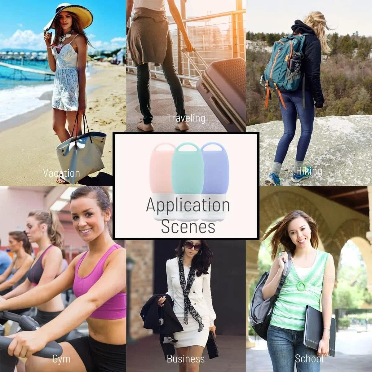 Travel Bottle Set, Refillable & Leak-Proof Silicone Travel Containers, Portable Squeezable Travel Tubes, Compatible with Shampoo, Lotion, Soap, Body Wash &ndash; 3 Packs with Keychain - Haheihei image number 1