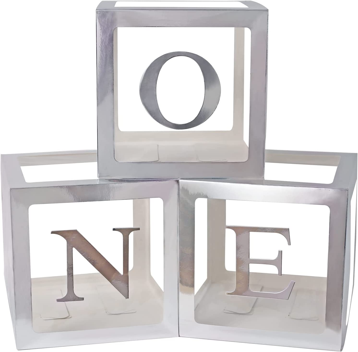 YALLOVE Baby Boxes for 1St Birthday, ONE Letters for Baby Shower Decoration, White Transparent Balloon Gift Box