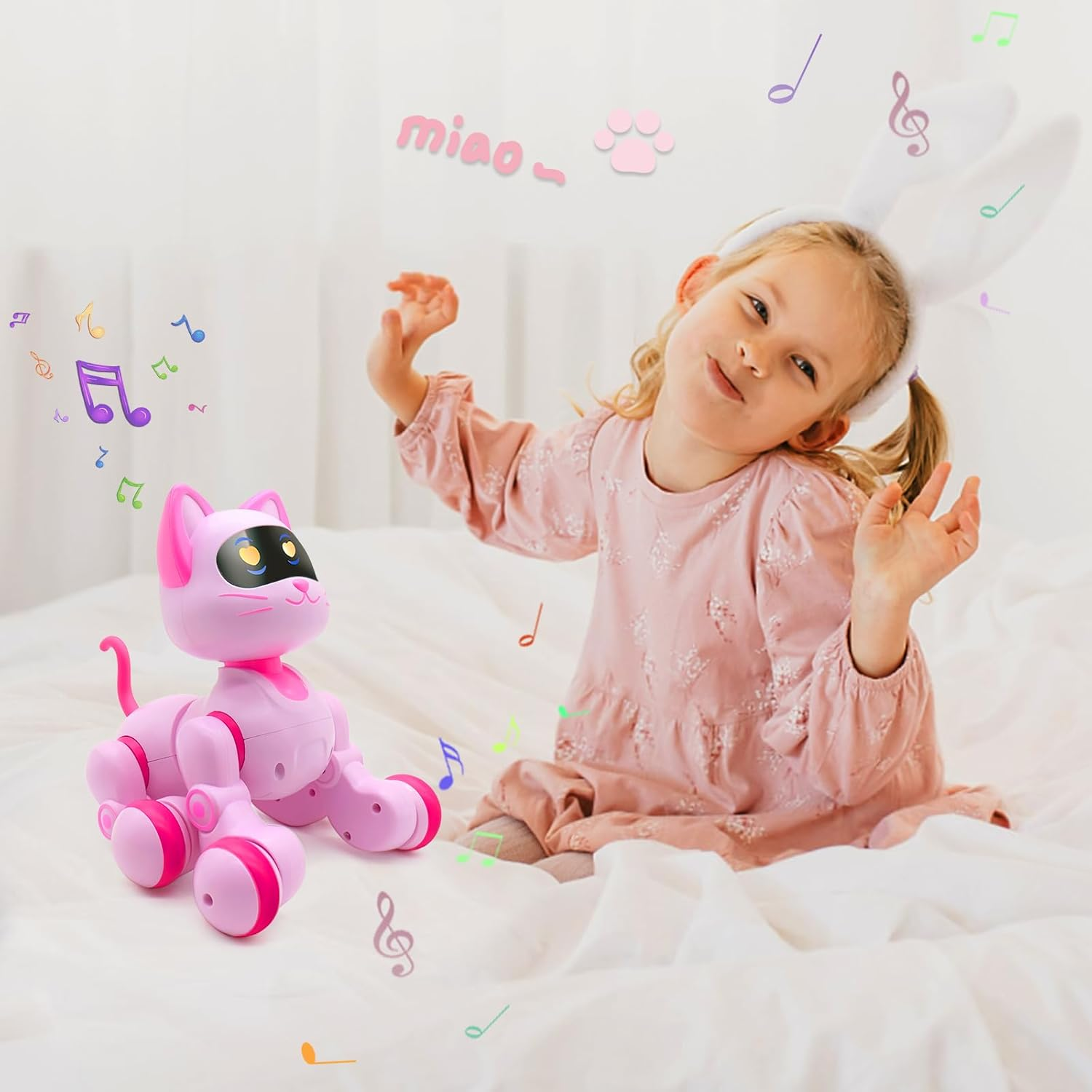 Remote Control Robot Cat Toy - RC Robotic Cat for Kids, Interactive Programmable Smart Robot Pet with Light, Sound, Touch Sensing, LED Eyes, Dance & Music, Robot Toy for Kids Boys & Girls image number 4