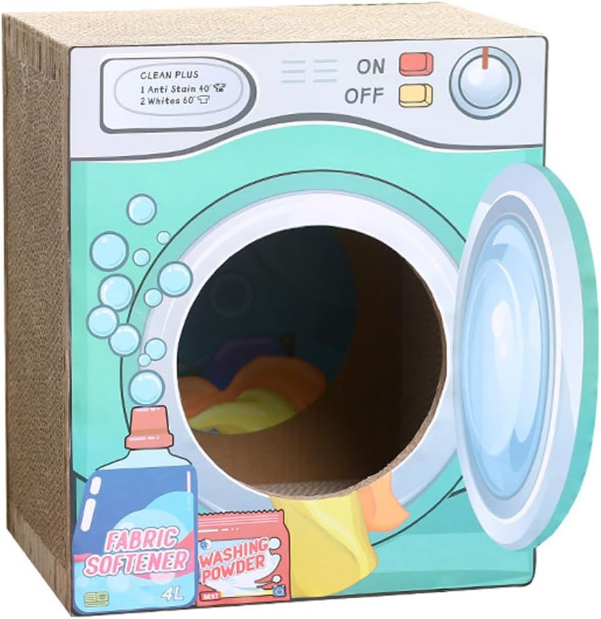 AIMALL 17.32 Inch Two-Layer Cat House with Scratch Board, Durable Corrugated Paper, Vertical Cat Litter Box, Anti-Scratch Sofa Protector, Spacious Design image number 4