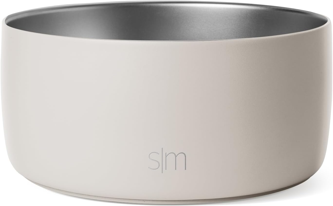 Simple Modern Stainless Steel Pet Water Bowl for Dogs & Cats | Reusable Insulated Stainless Steel Food Bowls for Dog Cat | No Tip No Slip BPA Free | Bentley Collection | Medium (32Oz) | Winter White