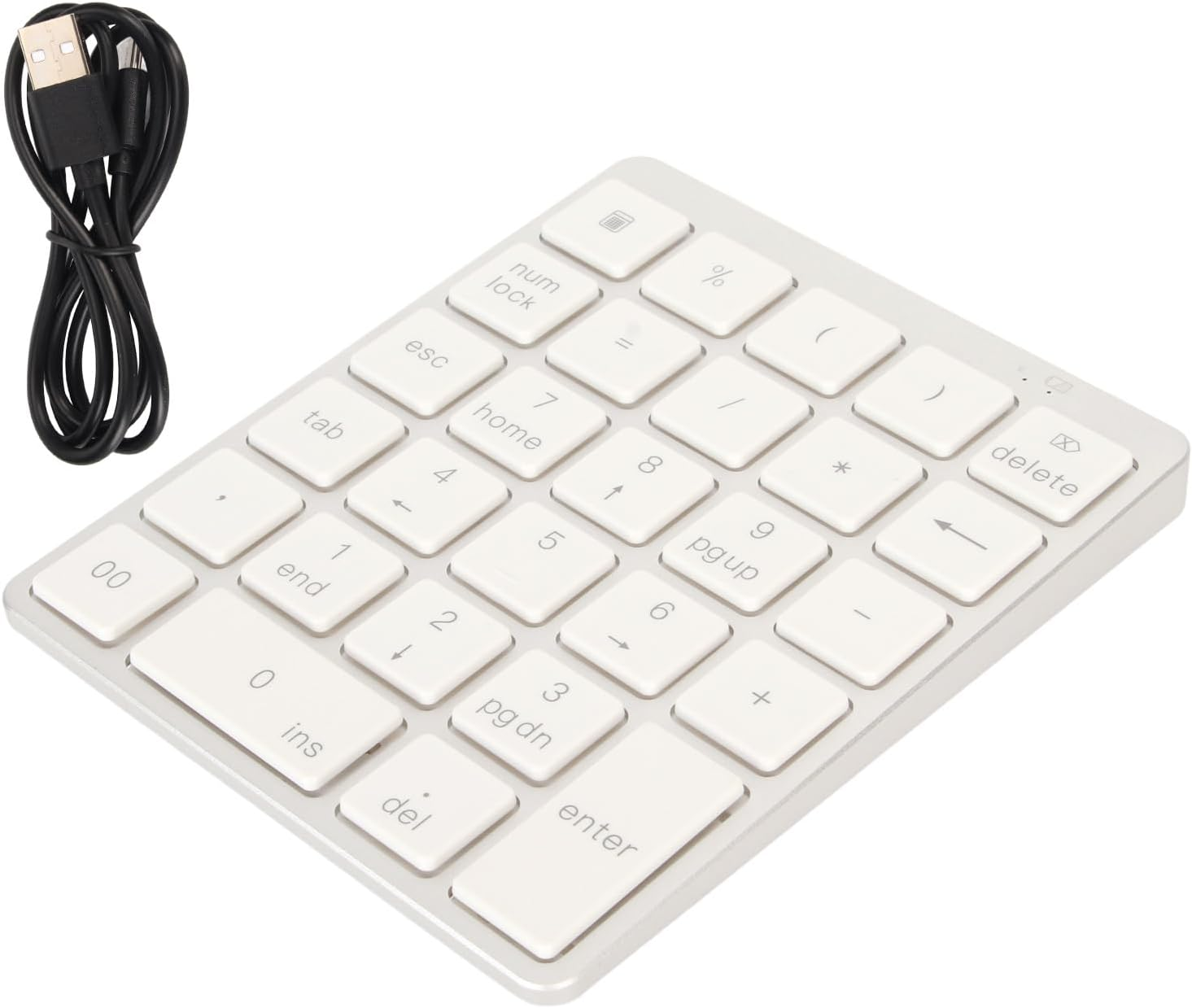 Portable 28-Key USB Numeric Keypad with Rechargeable Bluetooth​​, Thin Aluminium Number Pad for Laptop PC, Dark Grey