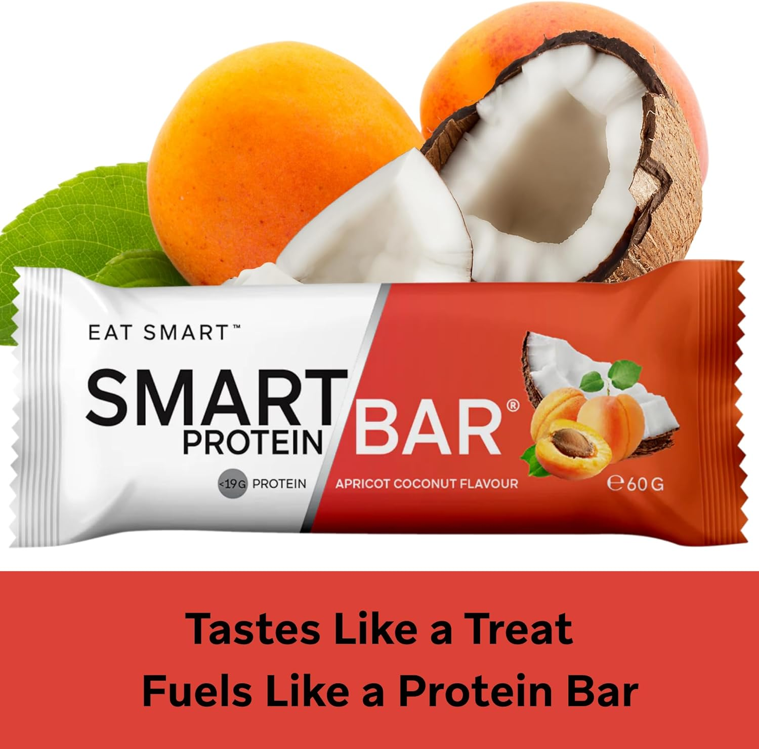 Smart Bars Protein Bar - Apricot Coconut, 12 X 60 G | 18.4 G High Protein Snack, Keto Friendly, Nutritional, Low-Carb, Low Sugar