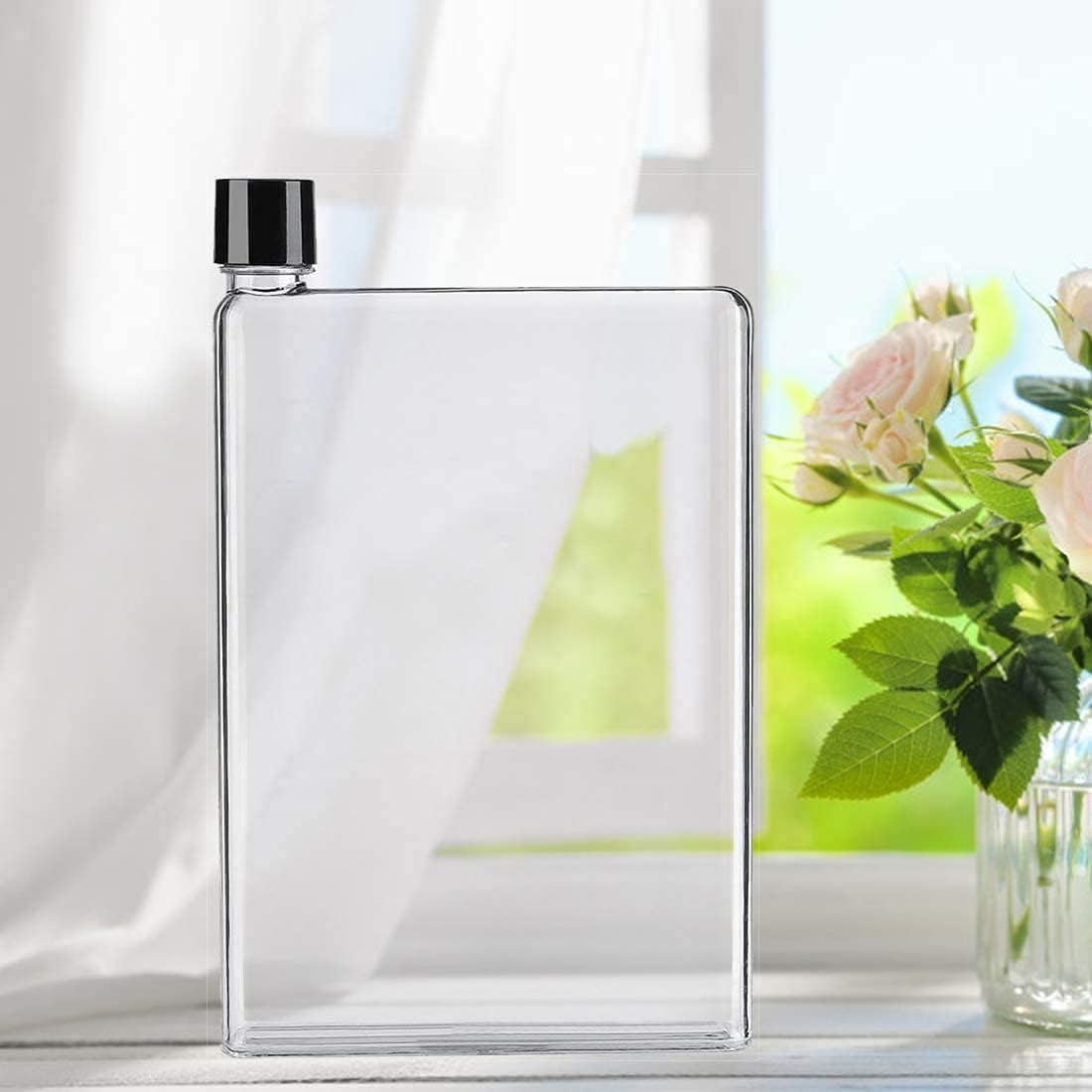 2Pcs 420Ml Ultra-Thin Flat Water Bottle, Transparent Reusable A5 Purse Bottle for School, Sports, Travel, Dining Time image number 4