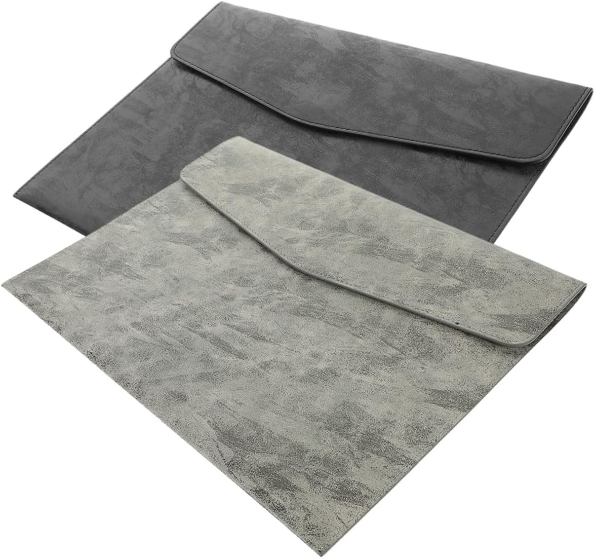 Parliky 2Pcs Faux Leather Document Organizer Bag File Pouch for Office School Travel Storage for Documents Cards and More Black Grey image number 3