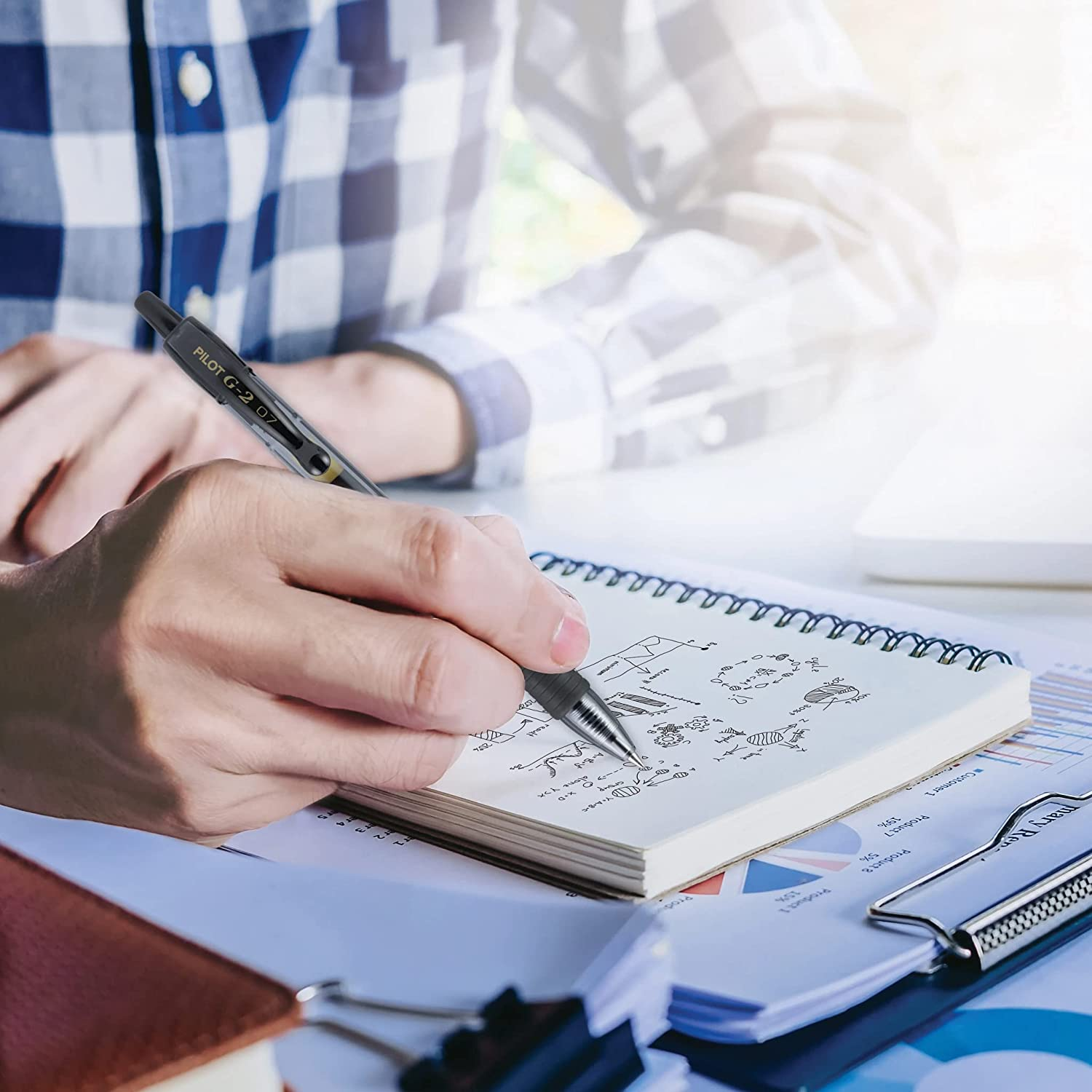 Pilot, G2 Premium Gel Roller Pens, Fine Point 0.7 Mm, Black, Pack of 8 image number 4