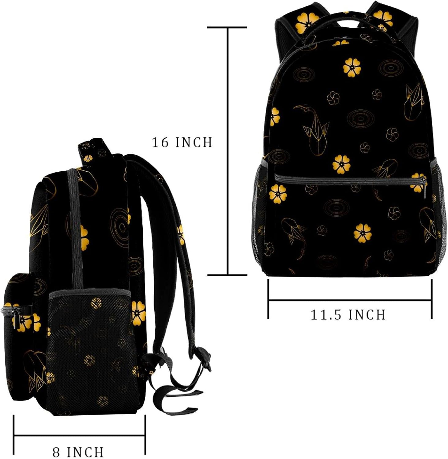 Golden Fish and Cherry Blossoms Backpack Students Shoulder Bags Travel Bag College School Tote Backpacks image number 2