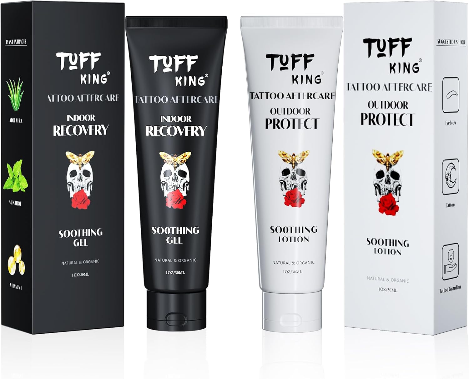 Tattoo Aftercare Kit | 2Pcs Day & Night Tattoo Soothing Lotion & Gel | Healing, Moisturizing & Protecting Fresh or Old Tattoos | Travel-Size Concentrated Natural Vegan Formula | Petroleum-Free image number 5