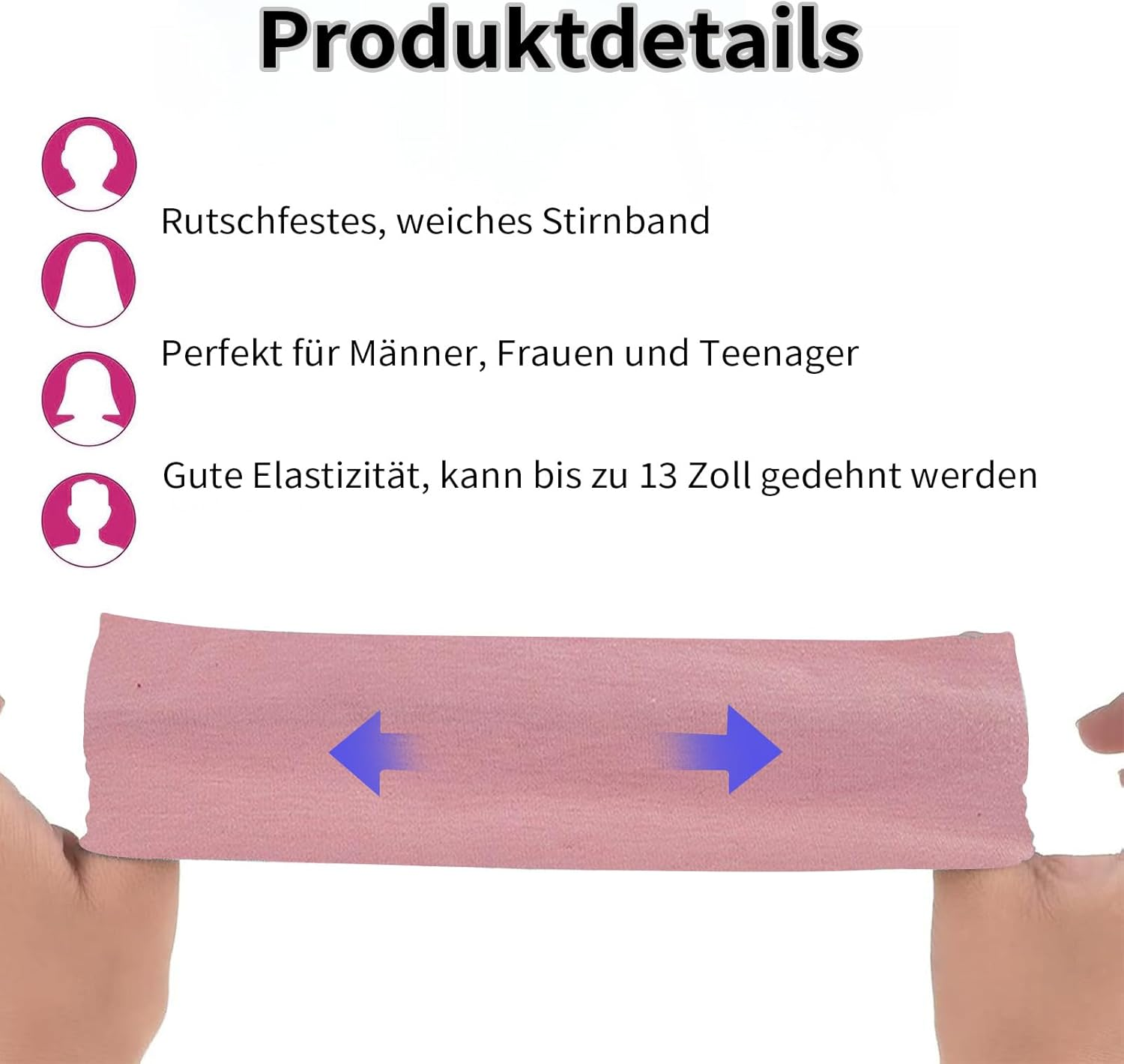 Women'S Headband Set of 10 Sports Hair Bands - Elastic Non-Slip Cotton Headband for Yoga Fitness in 10 Colours image number 3