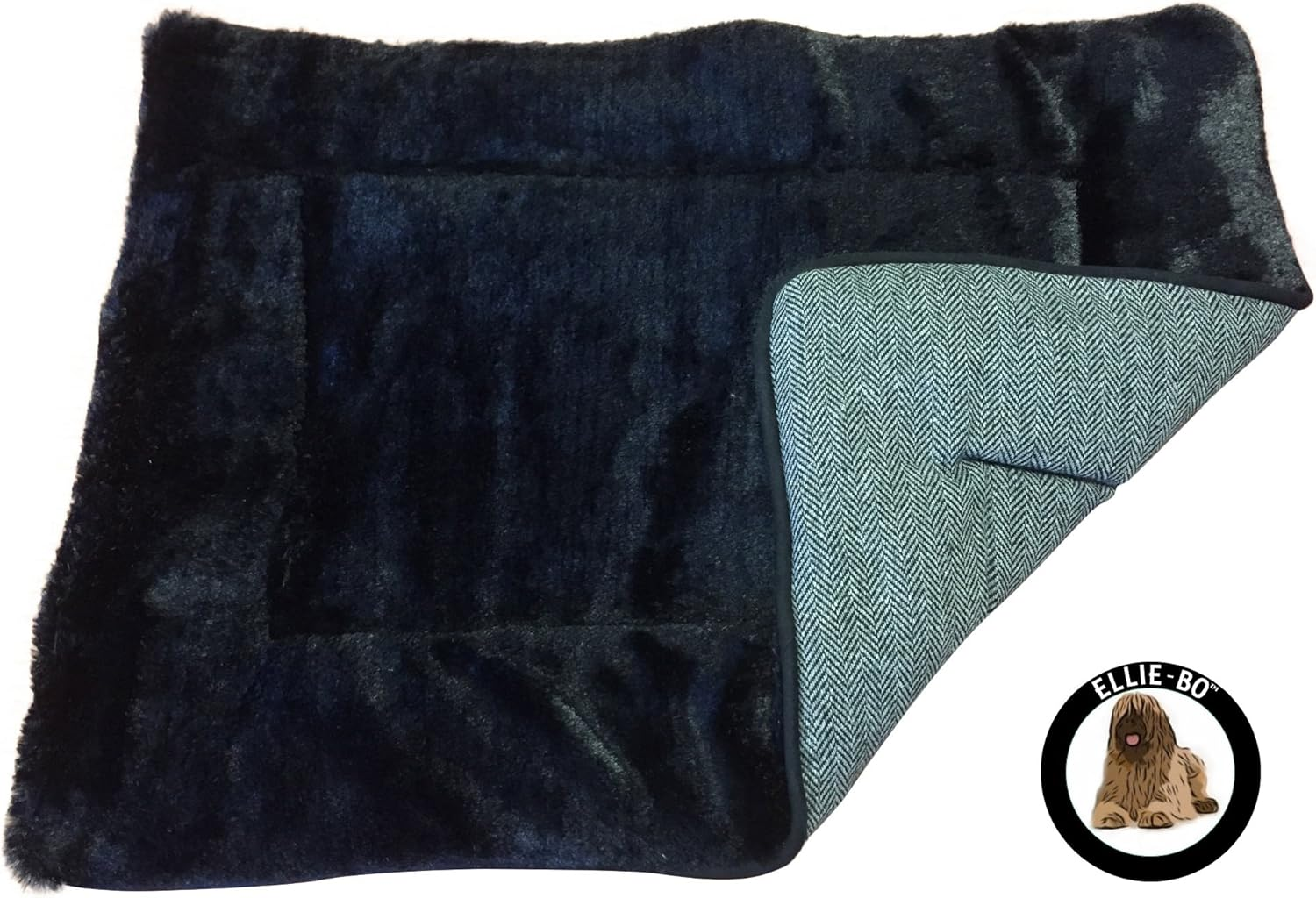 Ellie-Bo Reversible Tweed and Black Faux Fur Mat Bed for Small 24 Inch Dog Puppy Cages and Crates - Brown image number 5