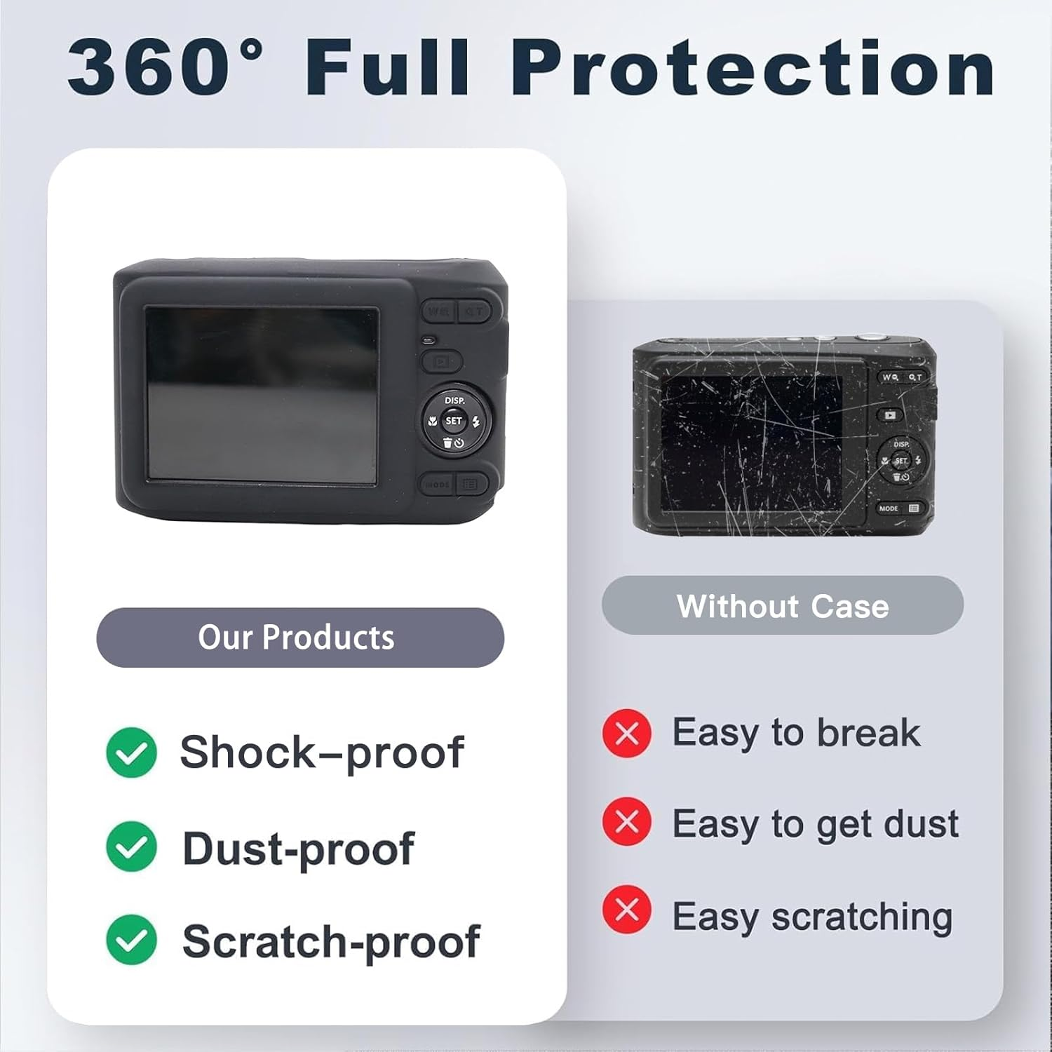 YAJOJO Case for Kodak PIXPRO FZ45 Camera, Soft Silicone Camera Protective Cover for Kodak PIXPRO FZ45, Anti-Scratch, Slim Fit, Lightweight (Black) image number 1