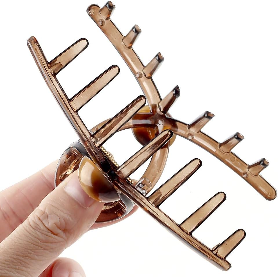 Pack of 2 Hair Clips Large Coffee Brown Colour Hair Clips Women'S Vintage Hair Clips with Pearl 11 Cm Large Hair Clip Big Claw Clip Cute Bead Hair Clip Hair Clips Cute Hair Clips Hair Accessories image number 4