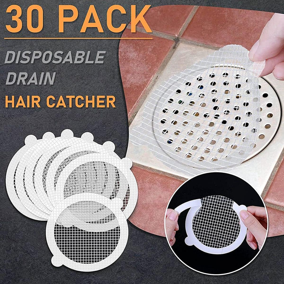 30 Pack Disposable Hair Catcher Disposable Shower Drain Hair Catcher Mesh Stickers Screen Hair Catchers image number 4