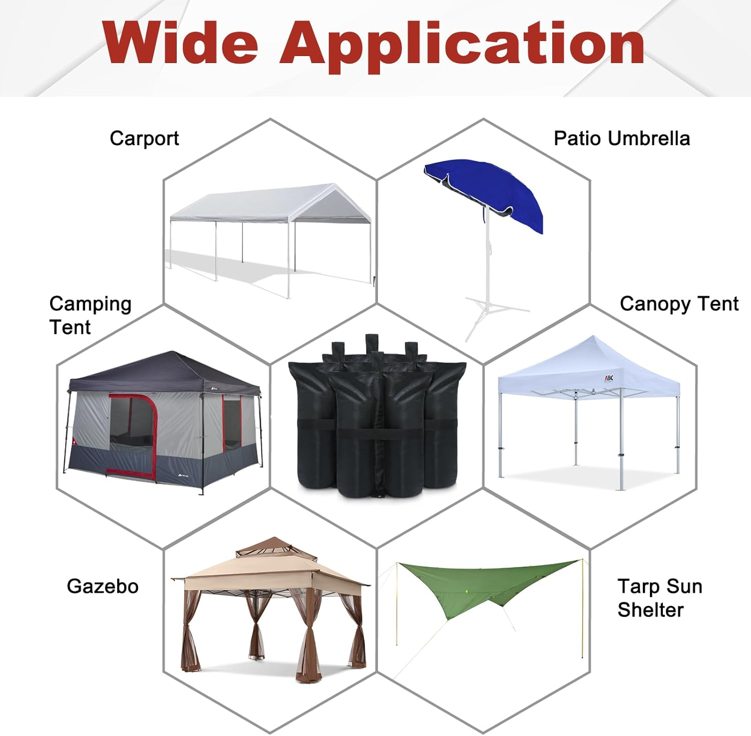 ABCCANOPY Heavy Duty Premium Instant Shelters Gazebo Weight Bags - Set of 4-50Lb Capacity per Bag (Black-Plus)