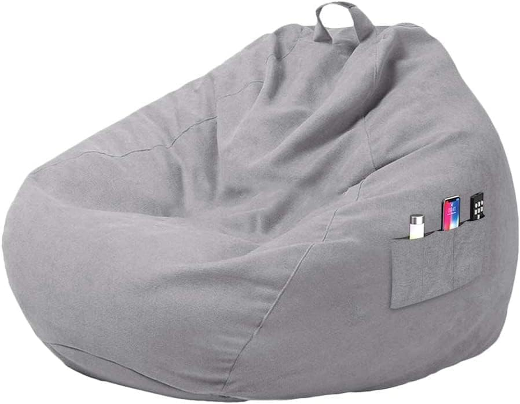 Stuffed Bean Bag Chair Cover (No Filler),Lazy Lounger Bean Bag Cover Stuffable Beanbag Cover Plush Toy Storage Bag for Adults and Kids (Gray, 100 X 120 M)