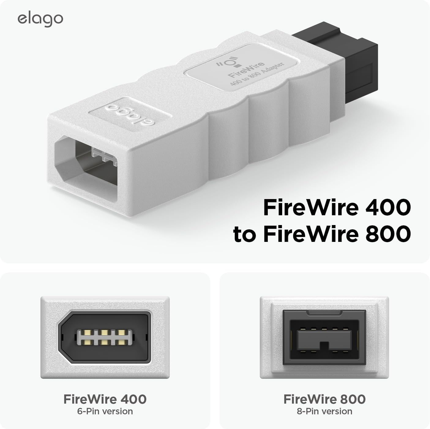 Elago Firewire 400 to 800 Adapter (White) for Mac Pro, Macbook Pro, Mac Mini, Imac and All Other Computers - White image number 3