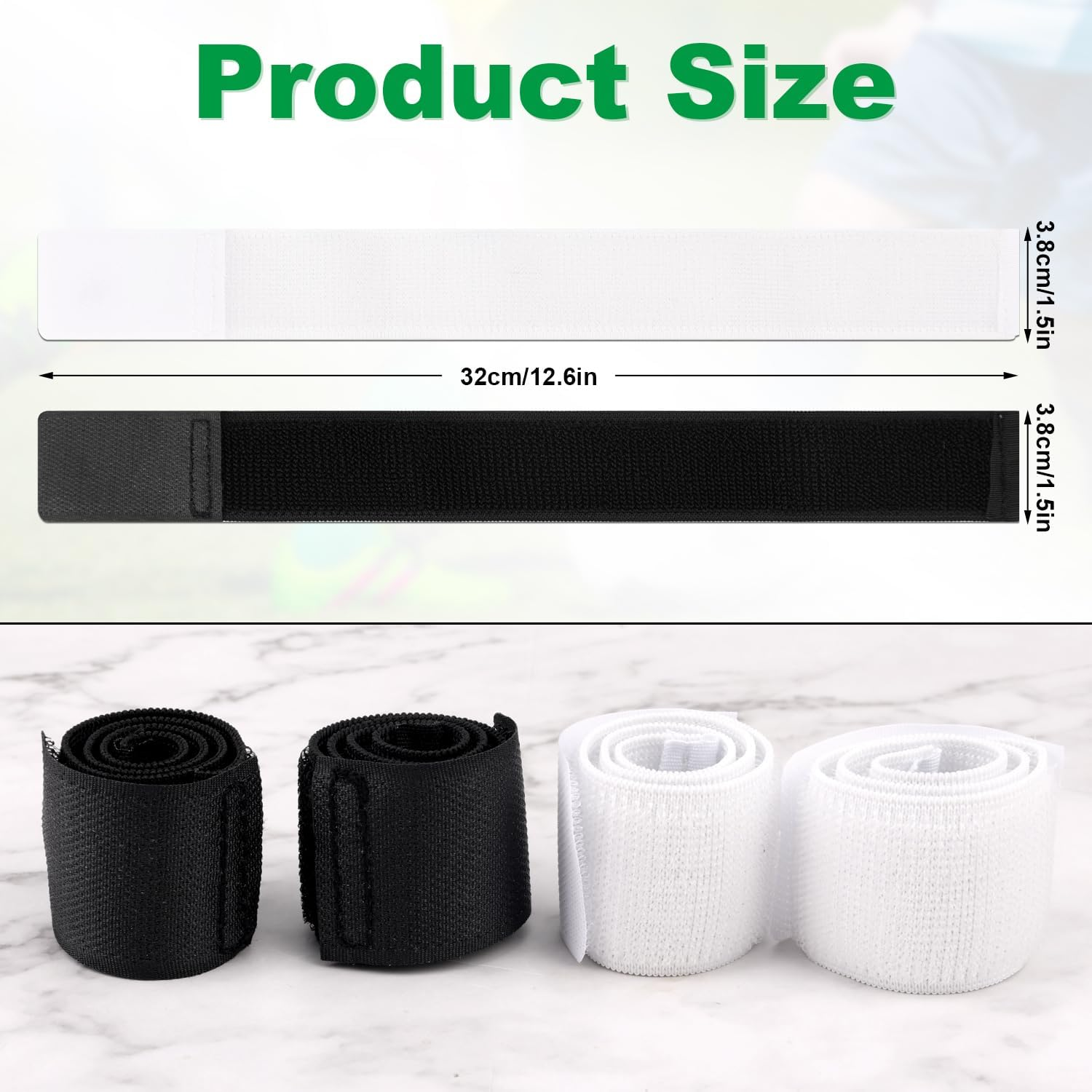 4Pcs Football Shin Guard Straps, Black White Soccer Shin Fixed Ankle Straps Polyester Yarn Elastic Football Shin Guard Holders for Kicking Ball Cycling Running image number 2