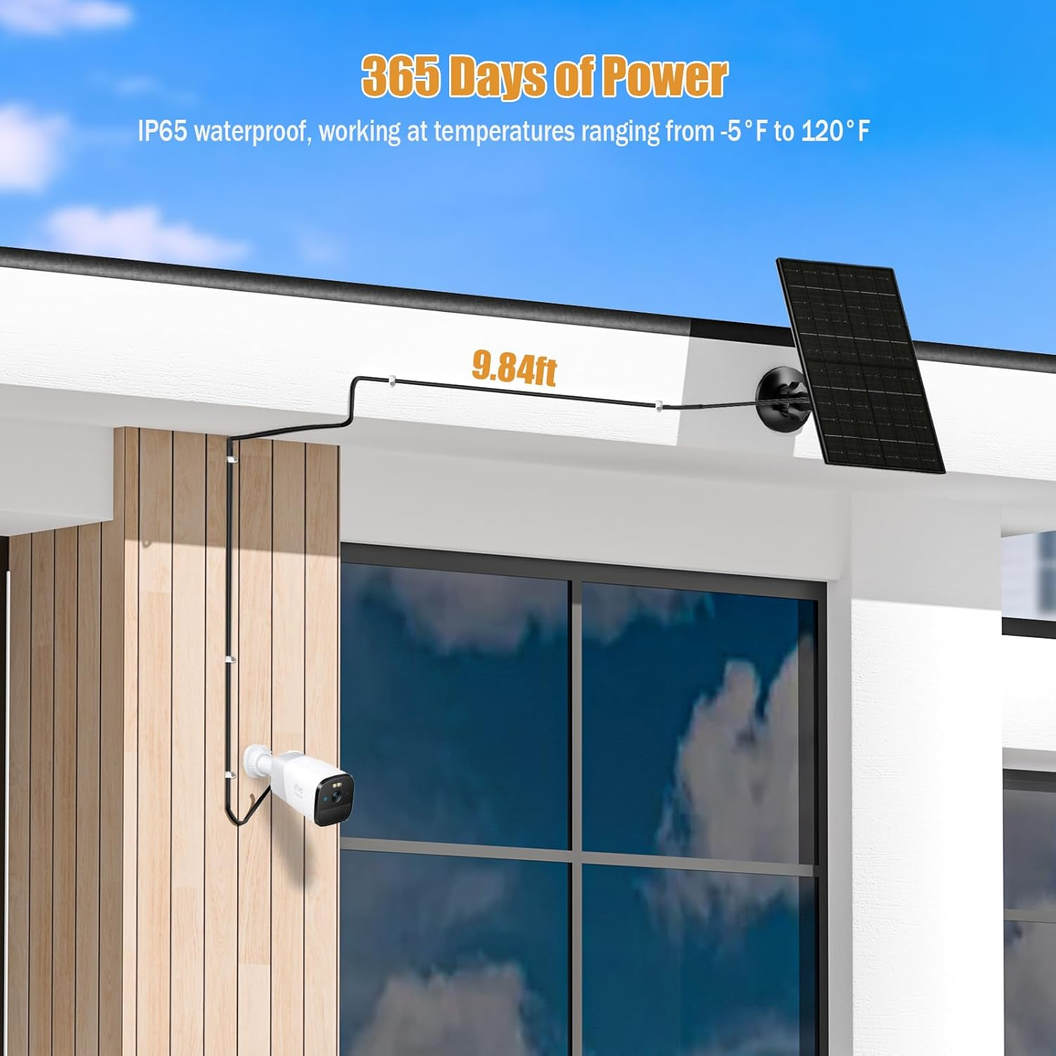 7W Solar Panel for Security Camera, USB C Solar Panel Charger for Camera, USB Solar Panel Compatible with Eufycam & DC 5V Rechargeable Battery Camera, IP65 Waterproof, 9.8Ft Charging Cable image number 6