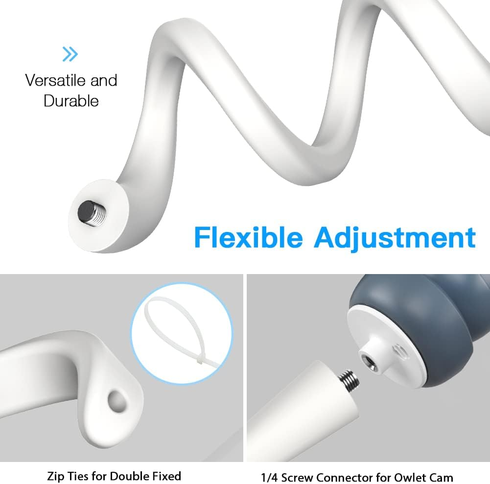 HOLACA Flexible Twist Mount for Owlet Cam 2 and Owlet Cam Baby Monitor Camera Stand with 1/4 Threaded Hole and Adjustable 360 Degree Mount for Crib Nursery(With Base Connect)