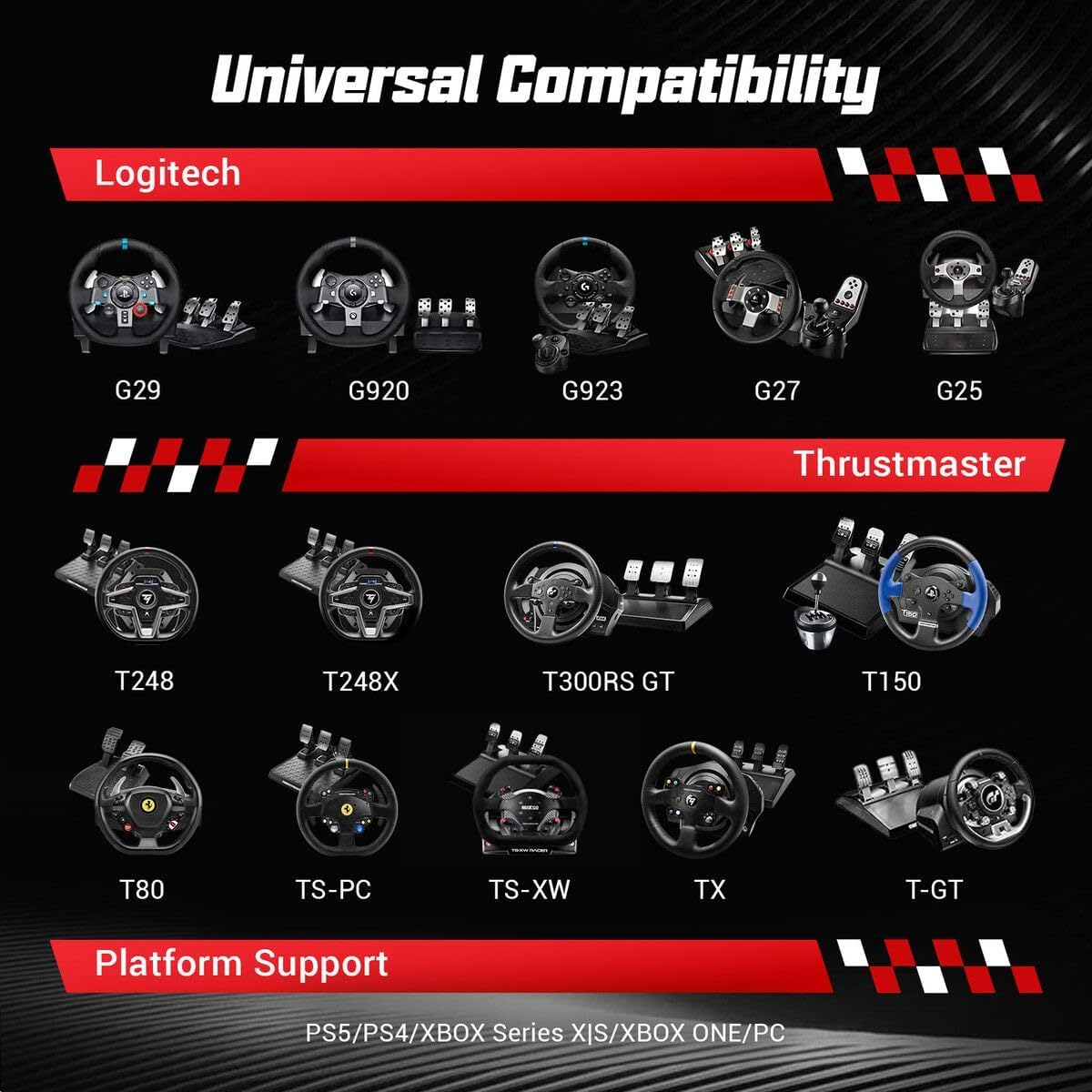 AUSWAY Racing Game Simulator Wheel Stand Sim Steering Adjustable Foldable Seat Cockpit Xbox Logitech G25 G920 Thrustmaster PS4 PS5 PC Video Game Accessories image number 1