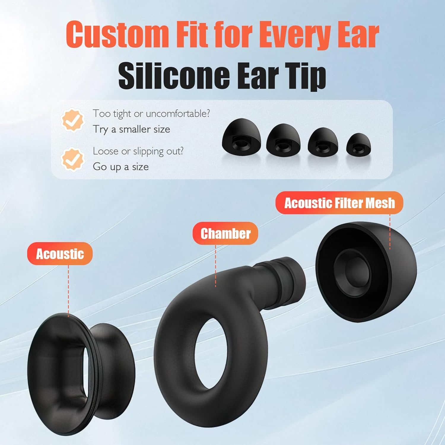 Motorcycle Ear Plugs for Sleeping, Soft Silicone Noise Cancelling Earplugs for Wind Noise Reduction, Concerts, Travel anti Snoring, Waterproof Comfort Fit Motorbike Ear Protection(Black) image number 6