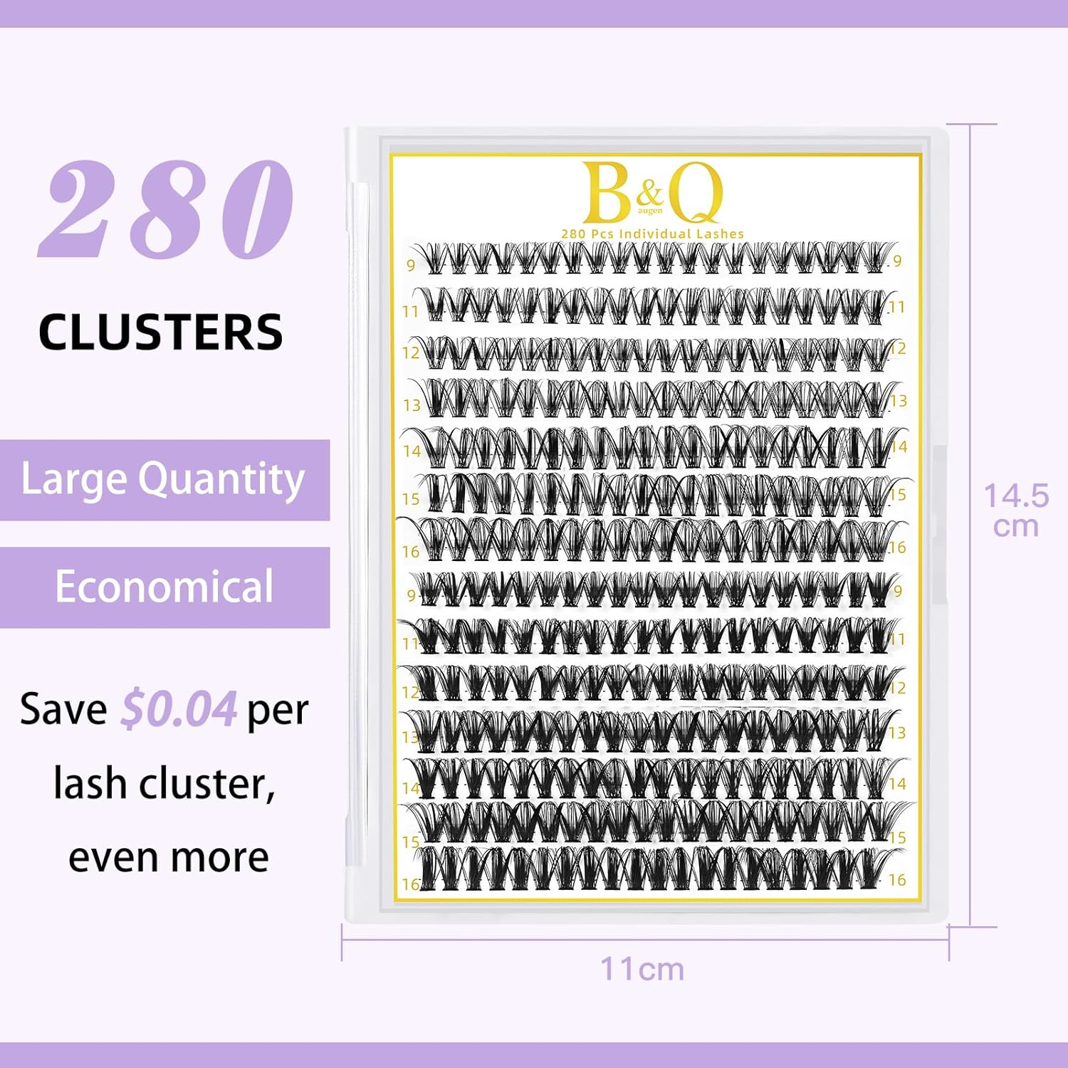 B&Q Lash Clusters 30D 40D-9-16 Cluster Lashes Individual Lashes 280 Clusters False Eyelash 10D 20D 30D 40D Lash Clusters Extensions Individual Eyelash Extensions at Home (30D 40D,9-16Mix) image number 2