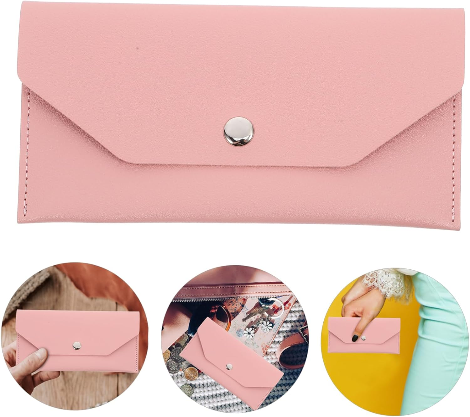 JEWEDECO Men Passport Holder Envelope Card Case Travel Organizer Passport Storage Pouch Document Organizer image number 5