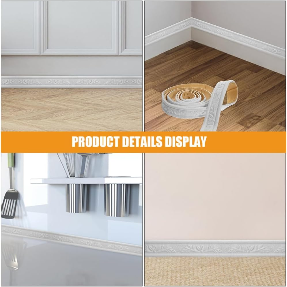 UKCOCO Peel and Stick Wall Molding : Crown Molding Peel and Stick Self-Adhesive Flexible Wall Trim for Mirror Frame Cabinet Border, 230X4X0.5Cm, 4 Rolls image number 1