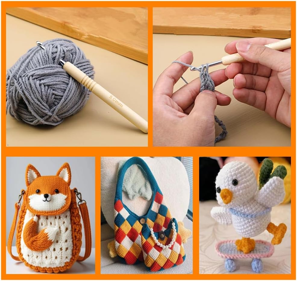 Crochet Hooks Set, Granmagazz 9 Pcs Ergonomic Handle Crochet Hook Needles for Arthritic Hands, Knitting & Crochet Supplies for Beginners, Extra Long Crochet Needles Size (2.0Mm-6.0Mm) image number 2