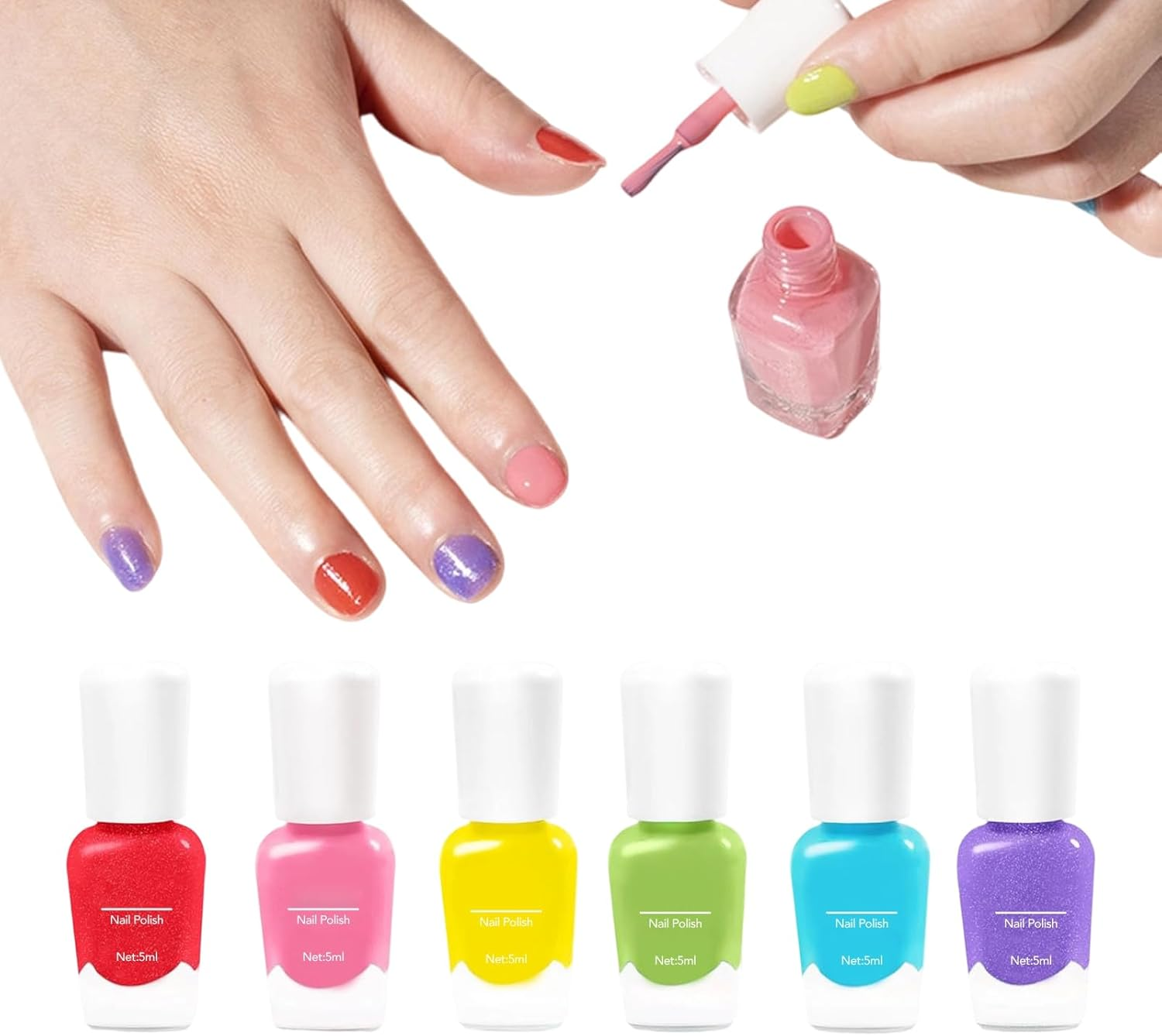 Nail Polish for Kids | 6 Piece Quick Dry Peel off Toys,Quick Dry Nail Polish,For Kids Teen Party Home Salon Wedding Travel Dating Commuting Beginners image number 3
