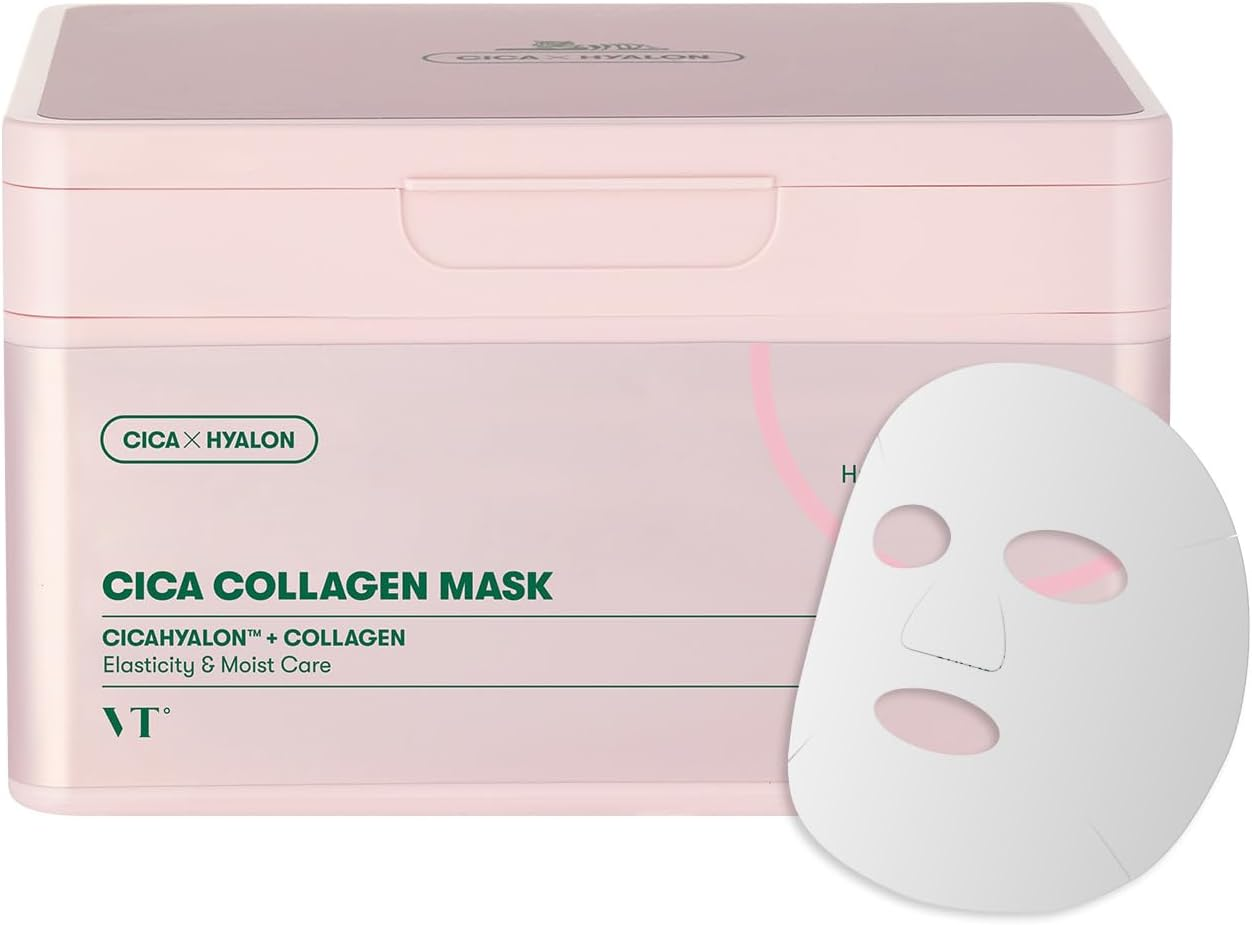 VT COSMETICS CICA Collagen Daily Mask (30 Sheets), 300Da Low Molecular Collagen for Firming, Hydrating & Improving Skin Elasticity, Glass Skin, Korean Skincare image number 1