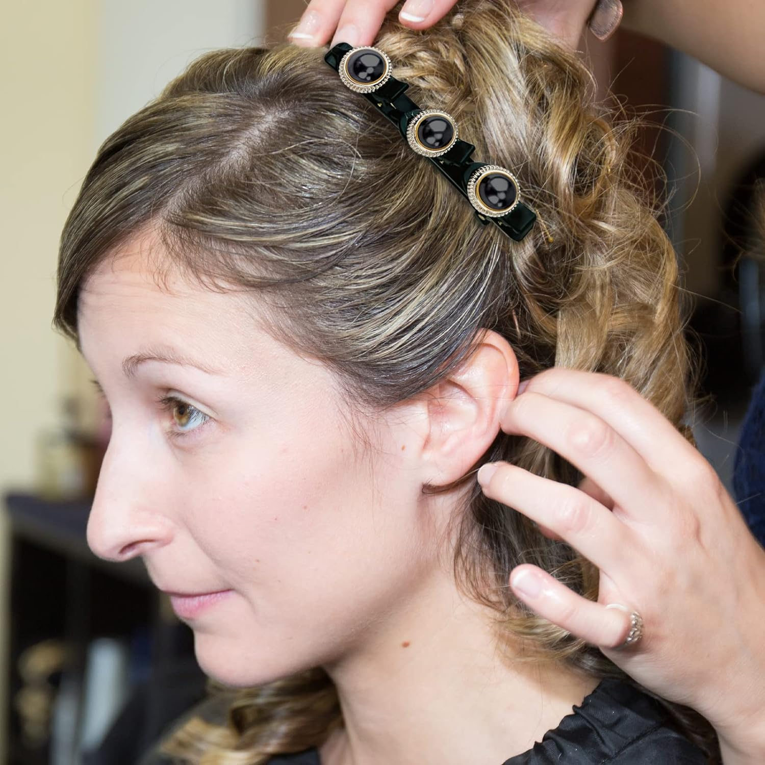 4Pcs Braided Hair Clips, Sparkling Crystal Stone Hair Clips for Braids with 3 Small Clips, Sturdy Double-Layer Fixed Weave Hairpin Duckbill Clip Rhinestones Braided Hair Clips for Women (Style 2) image number 6