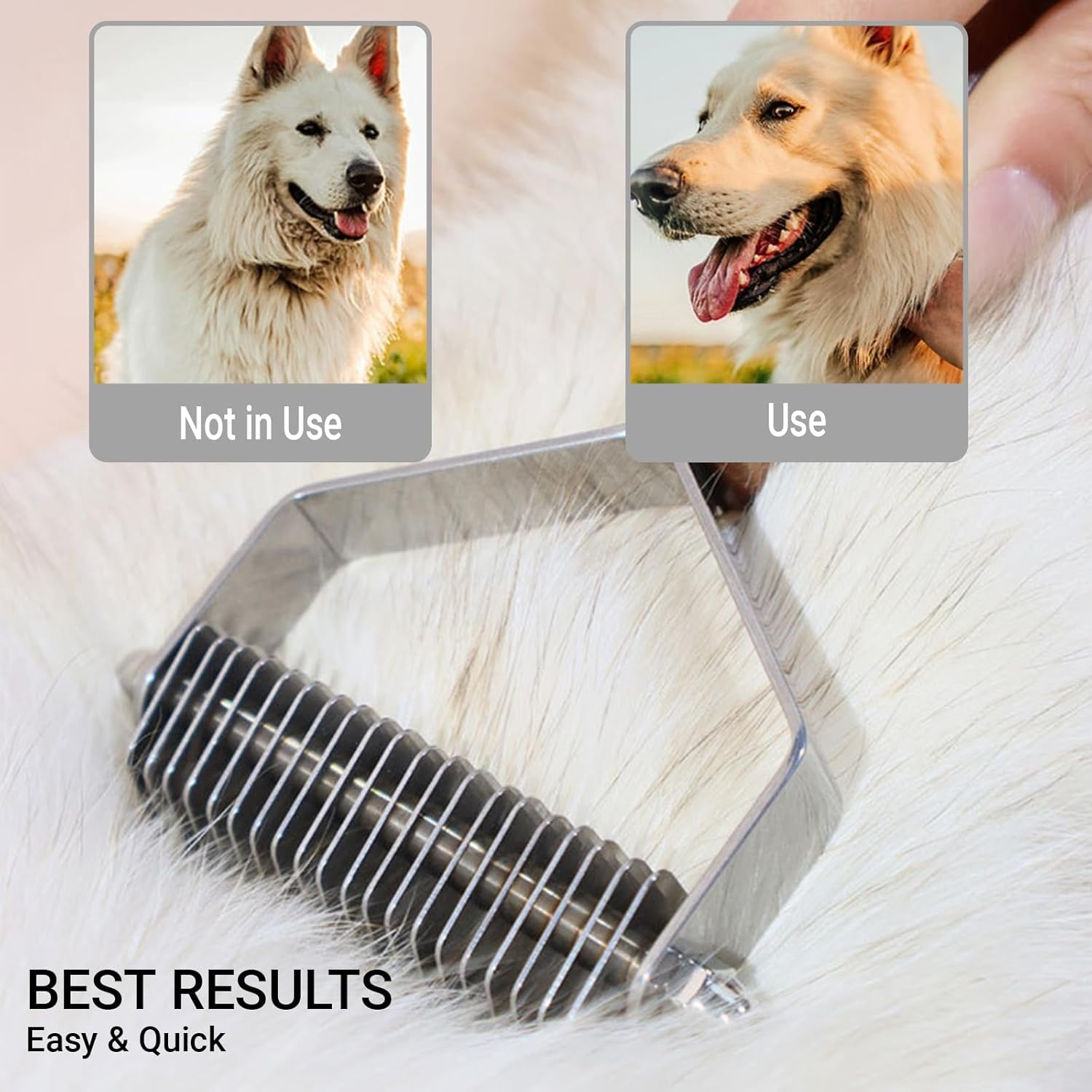 20-Blade Dog Grooming Rake - Professional Undercoat Remover for Medium/Large Dogs & Cats, Stainless Steel Dematting Tool with Solid Wood Handle, Shedding Brush for Mats, Tangles & Flying Fur image number 5