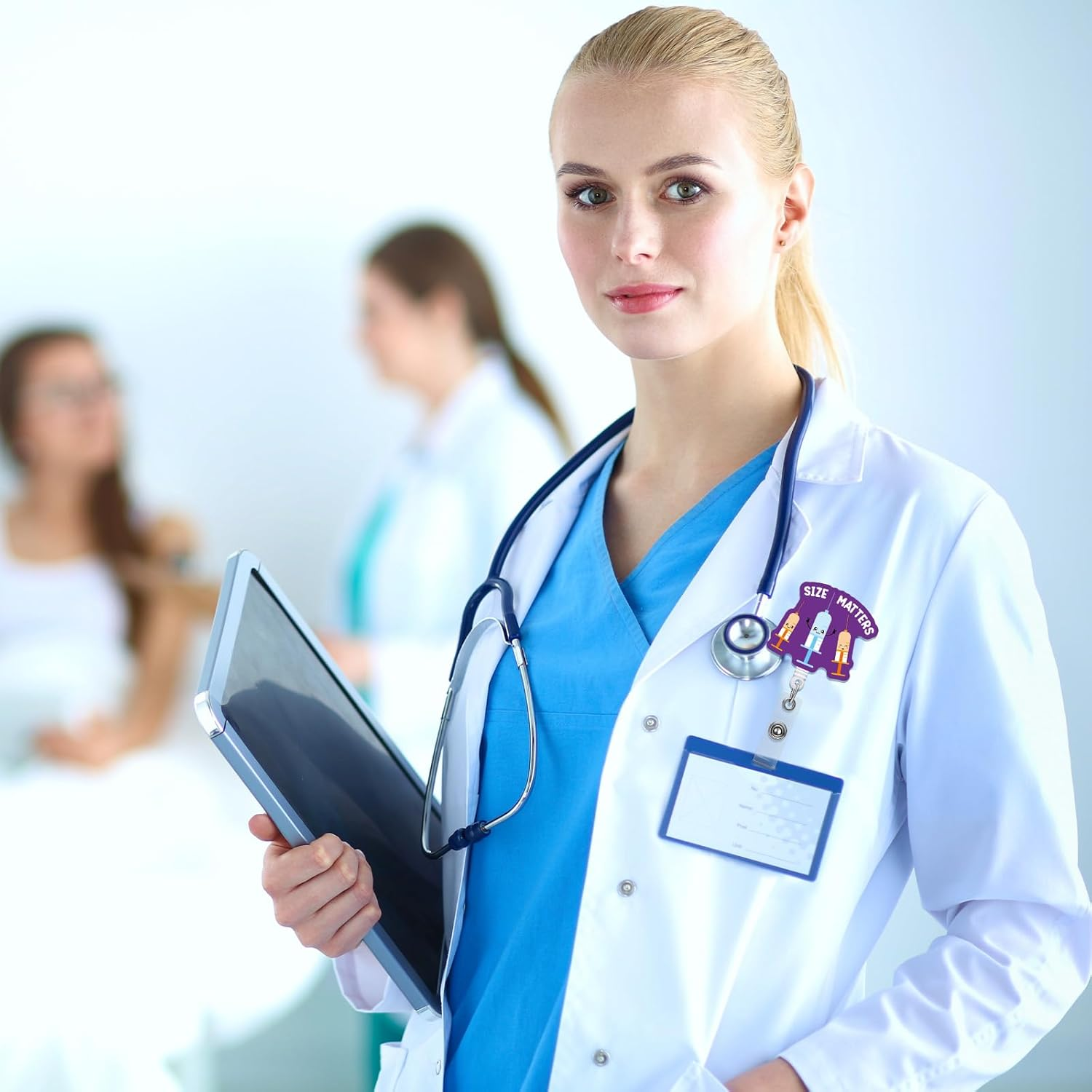 Dunzoom 12 Pcs Funny Badge Reels Cute Nurse Badge Holders Bulk Retractable Name ID Clips for Doctor Nurses Women Men Office Gift Supplies image number 4