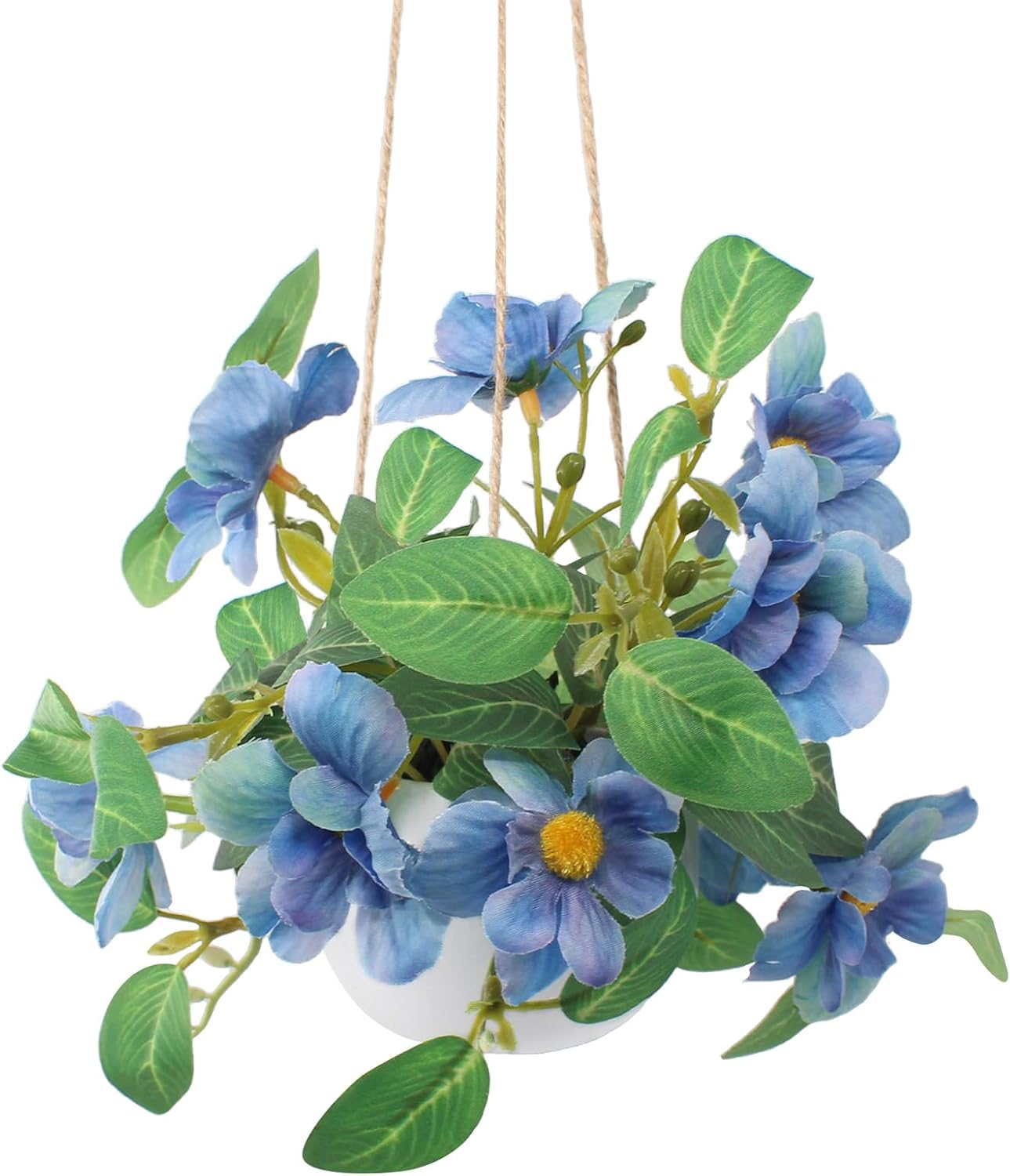 Artificial Hanging Flowers Faux Daisy Bonsai Fake Plants Basket Table Centerpieces for Wedding Office Porch Balcony Home Decor - Orange